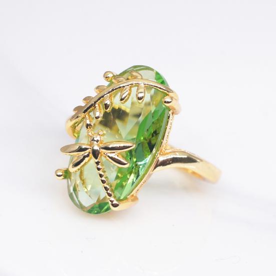 Chic Women Dragonfly Leaf Oval Faux Gem Twist Finger Ring Wedding Jewelry Gift
