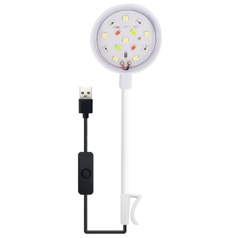 

USB Clip On LED Fish Tank Light 360 Rotation Long Lasting Full Spectrum Plant growth lamp For Aquarium Plant Indoor Gardening белый