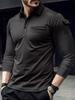 European American Style Men's Spring Autumn Top Long Sleeve Polo Shirt Arm Pocket Epaulet Sports T-shirt