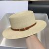 Women's Flat-Brim Straw Hat with Bow - Stylish Sun Protection for Beach & Photography Vacations