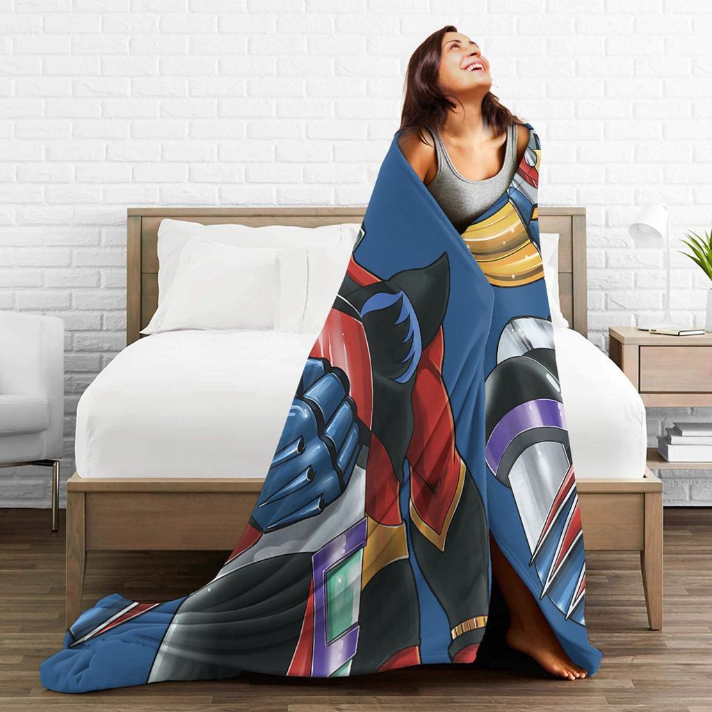 UFO Robot Grendizers Goldorak Fleece Throw Blankets Japan Anime for Bedding Knitted Blanket Car Super Soft Multifunction