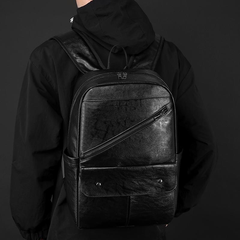 Rucsac PU pentru bărbați, multifuncțional, pentru afaceri, călătorii, capacitate mare, ghiozdan școlar pentru studenți