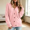 Women's Color Long Sleeve V-Neck Buttoned Cable Knit Cardigan Sweater