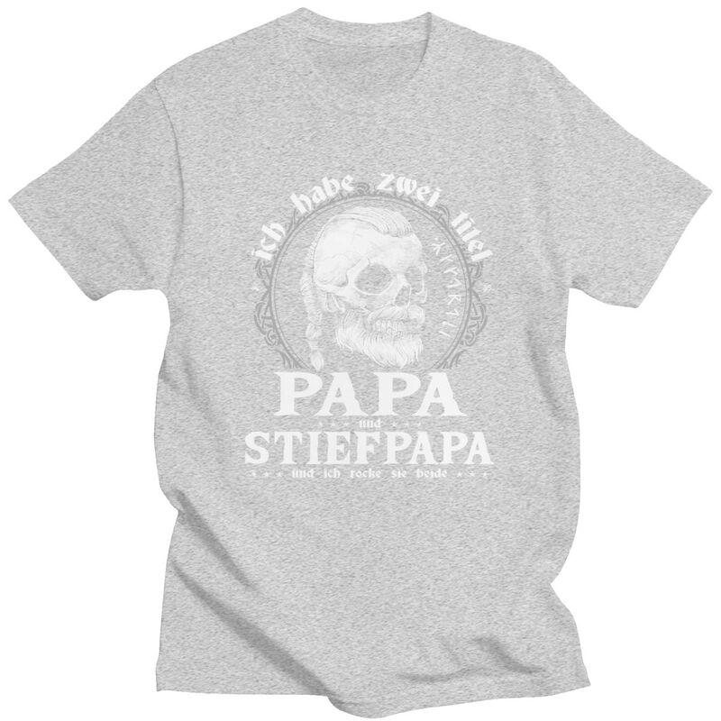 Custom Papa And Stiefpapa Viking Skull T Shirt Men Short Sleeve Dad Fathers Day Tshirt Casual Tee Pure Cotton Oversized Tshirt
