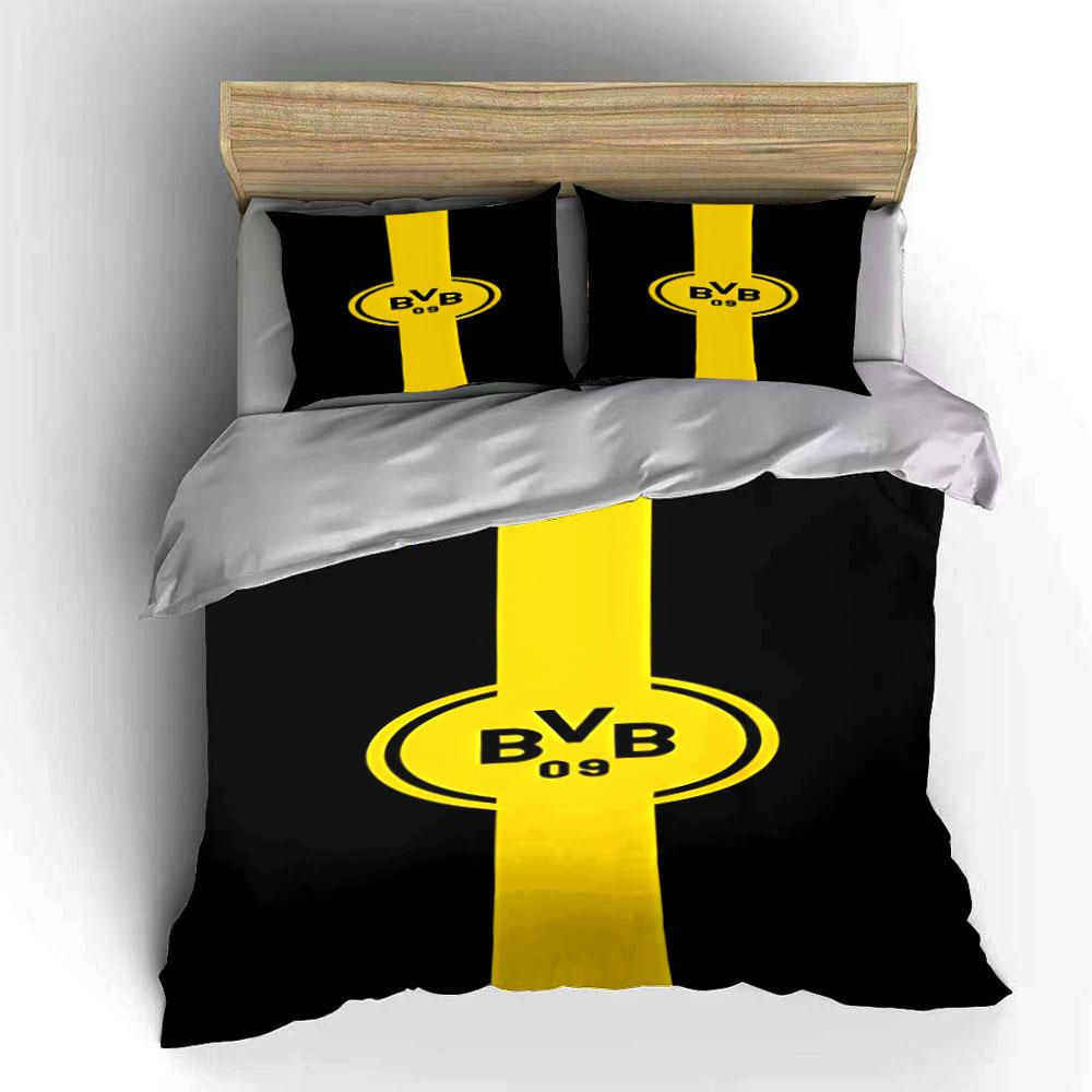 Yellow stripe, "BVB 09" logo. Bedding sets Duvet cover sets Duvet covers Pillowcases(1 * Duvet Cover 2 * Pillowcases without duvet insert)