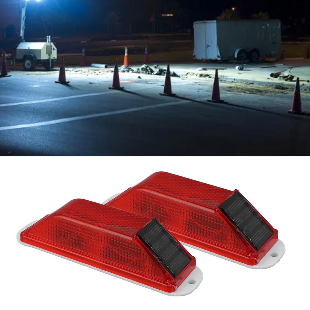 2pcs Solar Strobe Warning Light LED Warning Lamp High Bright Waterproof Light Control Flashing Bcon Barricade Construction Traffic Light