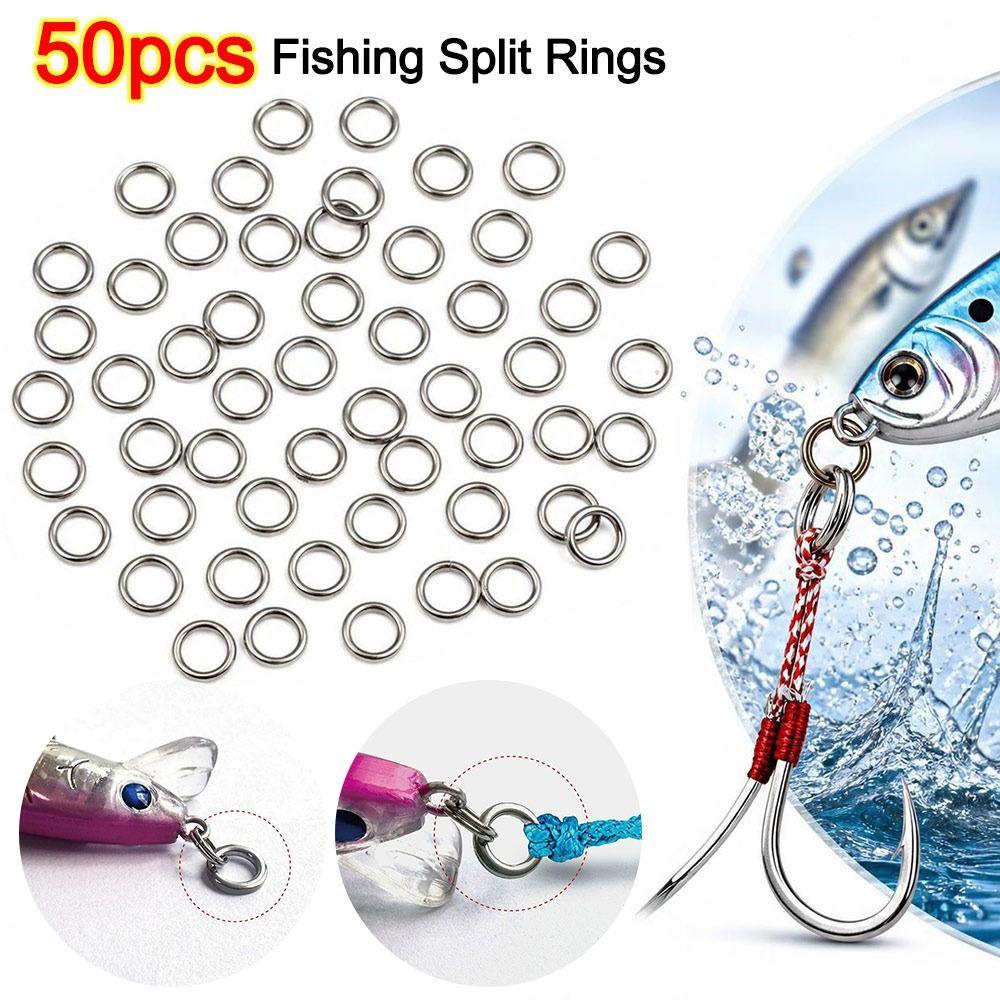 50pcs Solid Ring Fishing Split Rings 50pcs Pack Jig Rings Assist Hook Rings  Freshwater Fishing