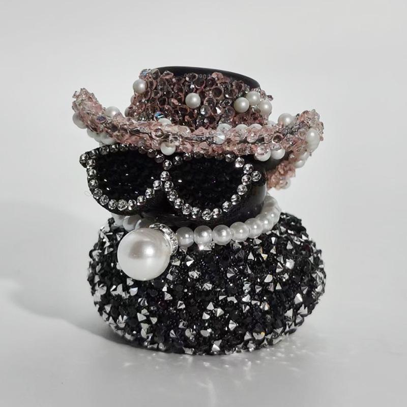 Pink Purple Shiny Rhinestone Duck Car Ornament