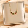 Personalized Colored Zircon Titanium Steel Necklace for Women Pearl Collarbone Chain Delicate Daily Party Jewelry Wedding Dating Accessory