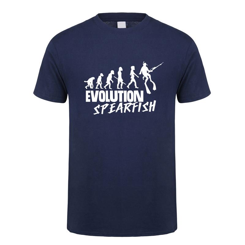 Funny Evolution Spearfishing T Shirt Summer Short Sleeve Cotton Spearfish T-shirt Tops Tee Camiseta JL-067