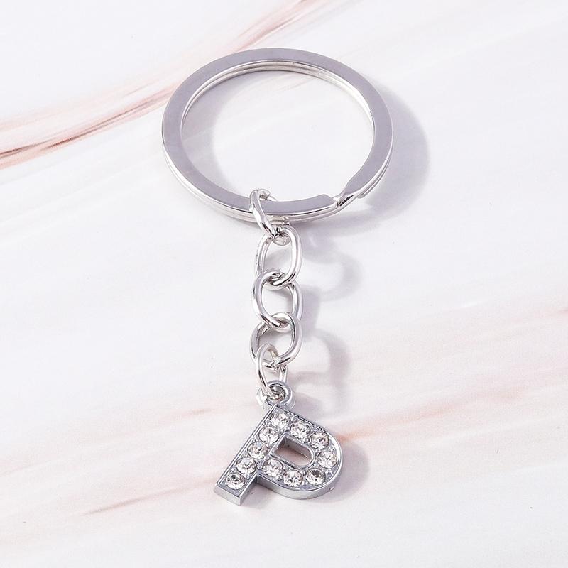 Fashion Initial 26 Letters A-Z Alphabet Keychain Rhinestone Key Ring Pendants for Car Key Bag Decor Charms DIY Accessories