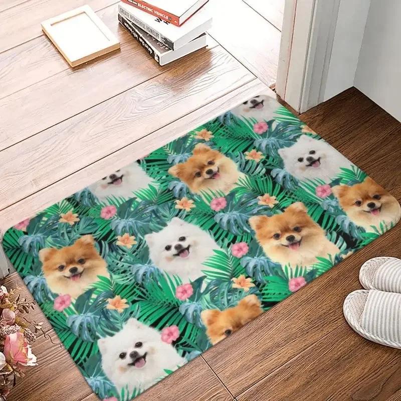 Cute Puppy Entrance Doormat Pomeranian Pattern Rug Living Room Bedroom Kitchen Anti Slip Carpet Home Decoration