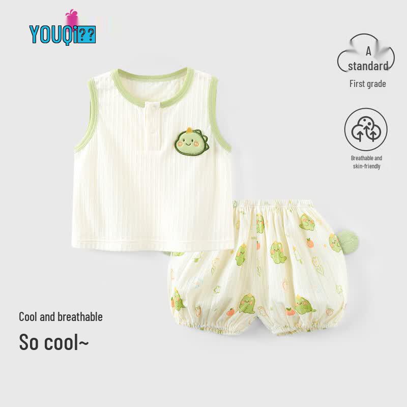Baby Cotton Sleeveless Top & Shorts Set 90 абрикосовый