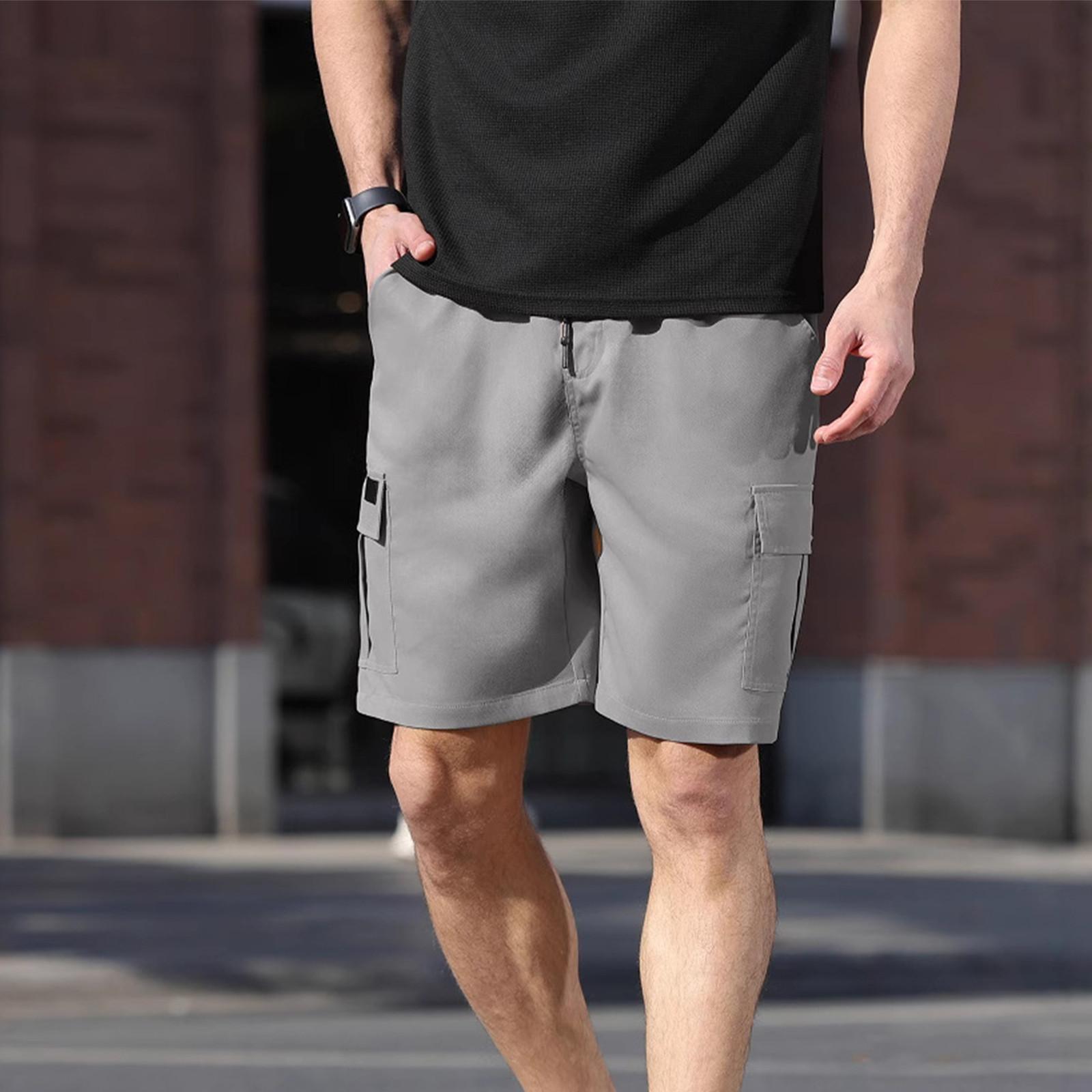 

Мужские прямые рабочие брюки, модные и повседневные шорты на шнурке XL светло-серый