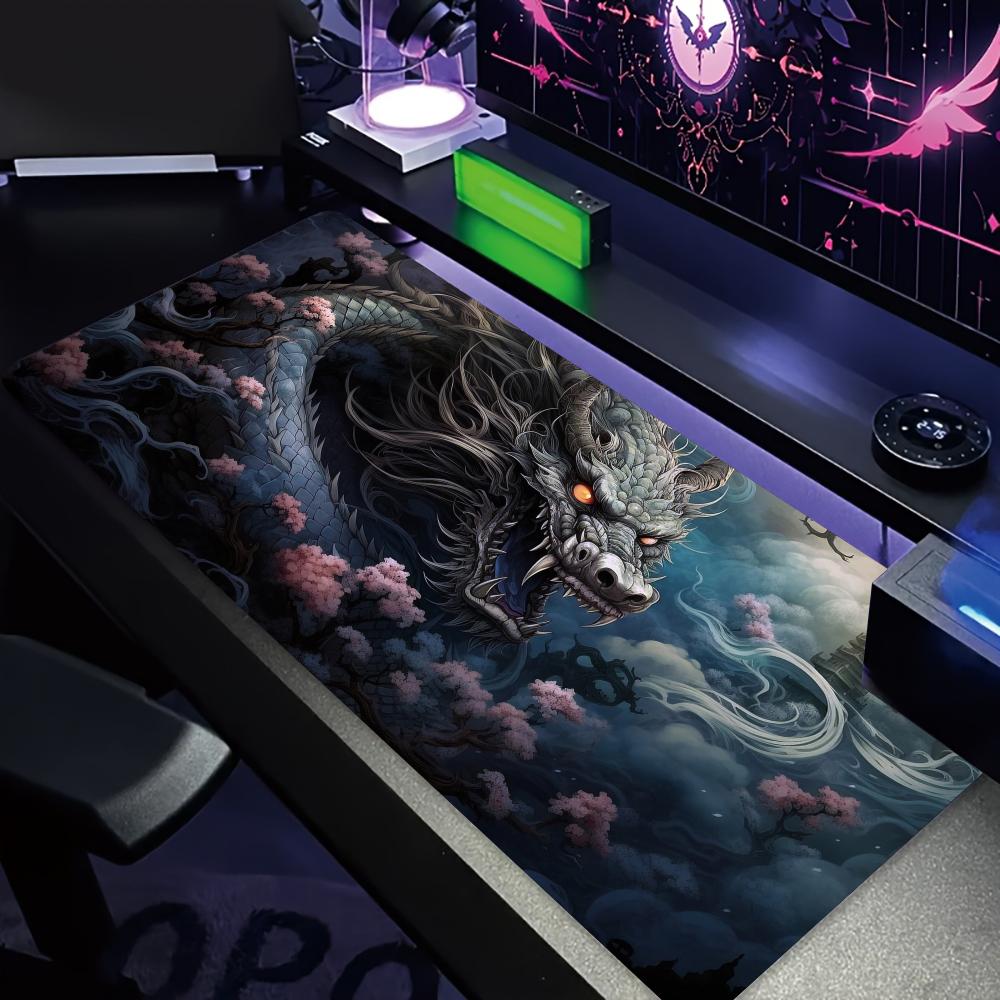Vibrant cherry blossom dragon design gaming Mouse Pad Desk Mat Gaming pad NonSlip Stitched Edge Computer keyboard mouse pads