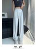Women's High-Waisted Black Wide-Leg Slimming Pants - Petite, Floor-Length, Casual Fit