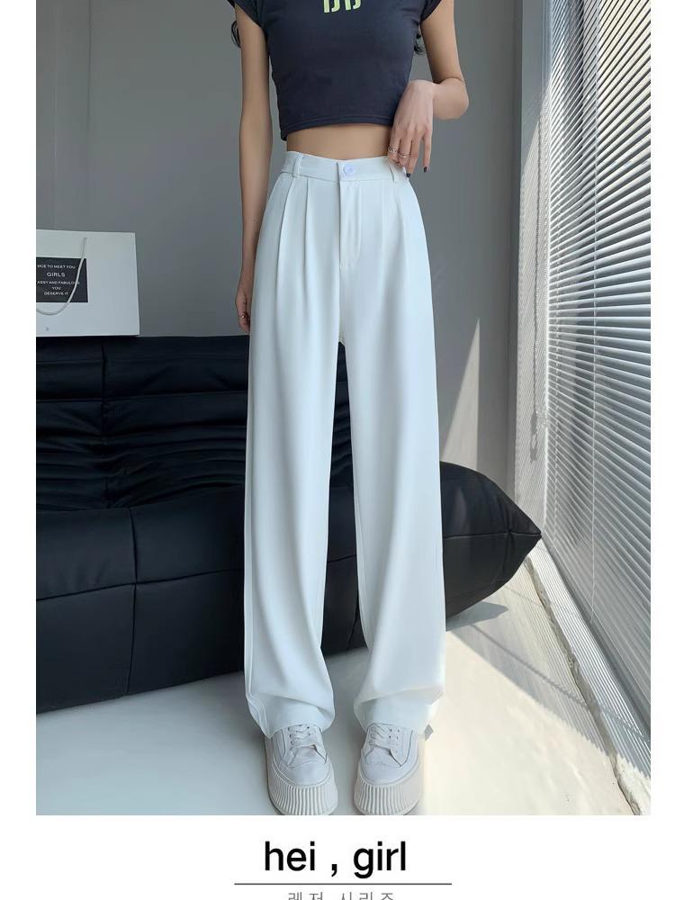 Women's High-Waisted Black Wide-Leg Slimming Pants - Petite, Floor-Length, Casual Fit