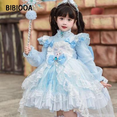 Kinder Herbst 2025 Baby Mädchen Langarm Prinzessinnenkleid Set