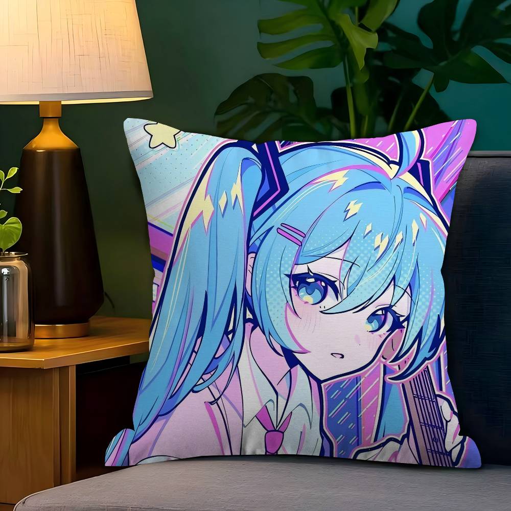 Music H-Hatsune Girl M-Mikues Cushion Cover Car Throw Pillow Case For Sofa Car Christmas Gift