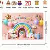 2D Pink Rainbow Birthday Backdrop Kids Party Photo Booth Background