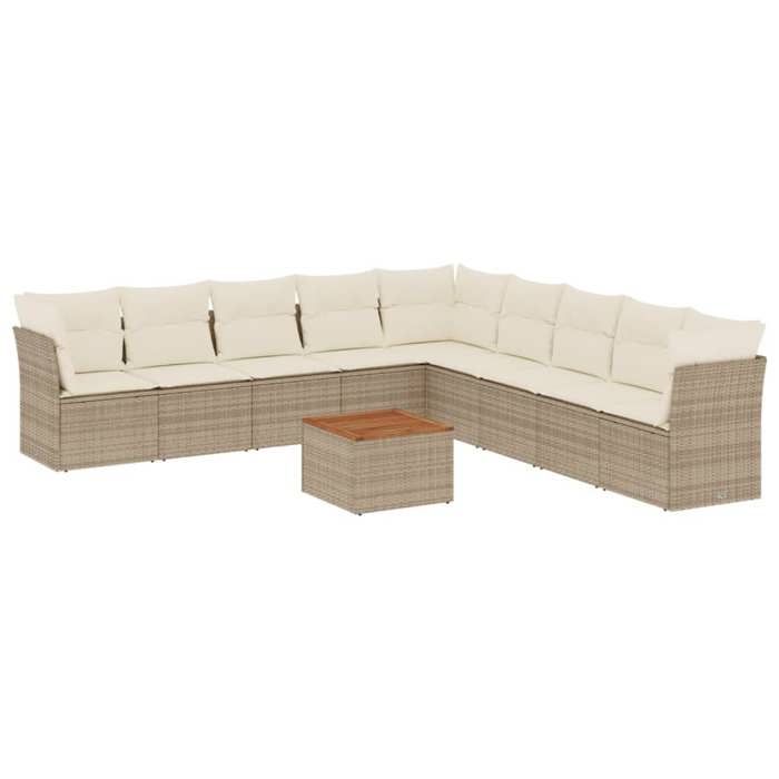 VidaXL Garden Lounge Set with Cushions 10 Pcs, Patio Sofas, Patio Furniture Set, Outdoor Furniture, Beige 3256023