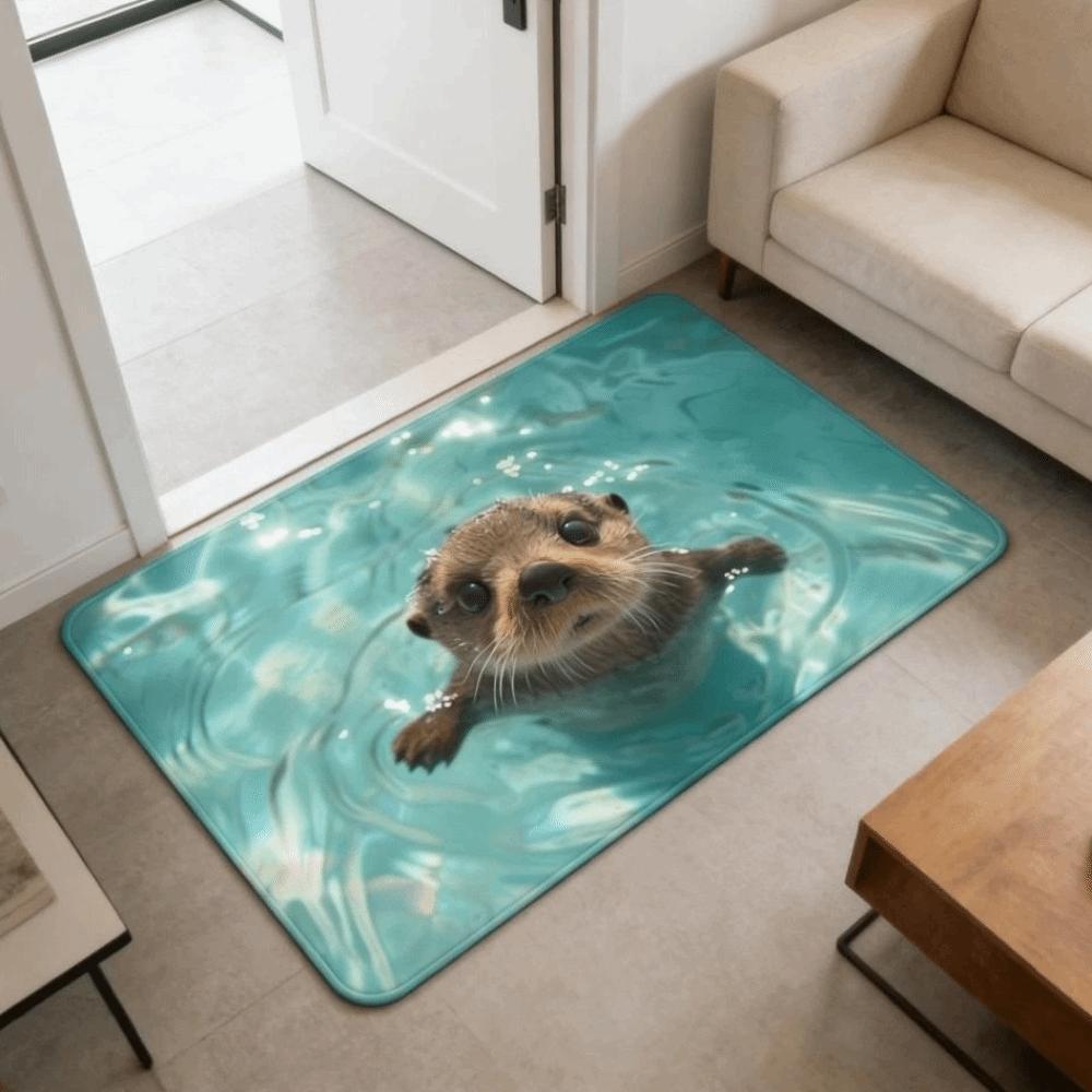 3D Flacher Badezimmerteppich Rutschfester Schlafzimmer Türteppich Kreativität Optische Täuschung Fußmatte Heimdekoration