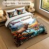 Deer Theme Personalized 3Pcs Bedding Set Custom Text & Name 1 Sheet 2 Pillowcases Household Bedding 1pc