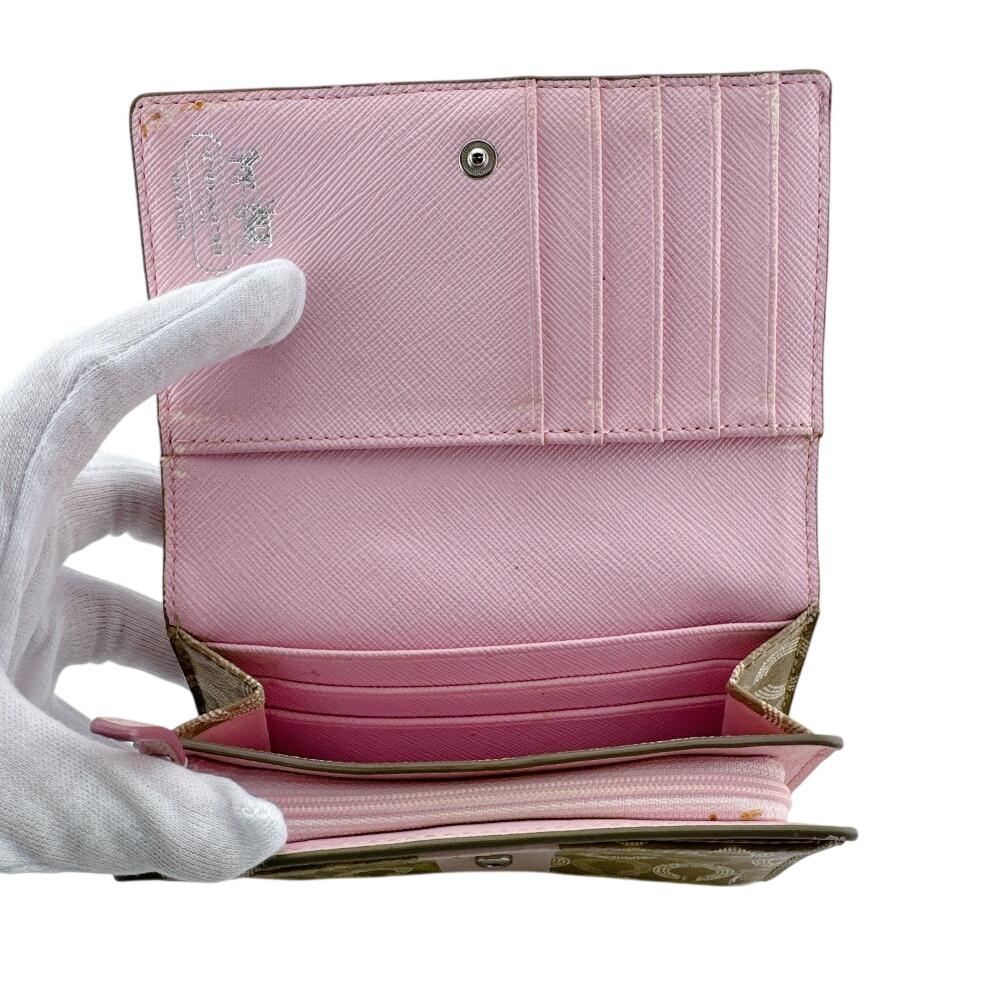 COACH compact Op art PVC Bifold Wallet beige PVC Used
