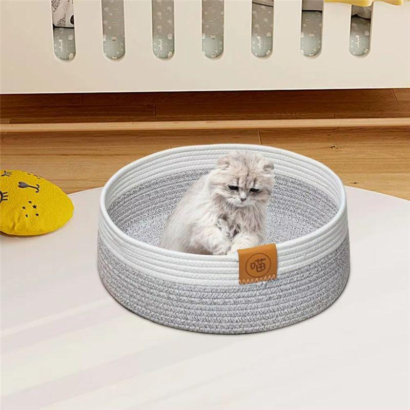 M-Modern-Dog Bed Basket Pet Cotton Sleep Scratcher Nest Indoor Cats Scratching Board Mat Cotton Rope Pet Mat Basket For Sleeping
