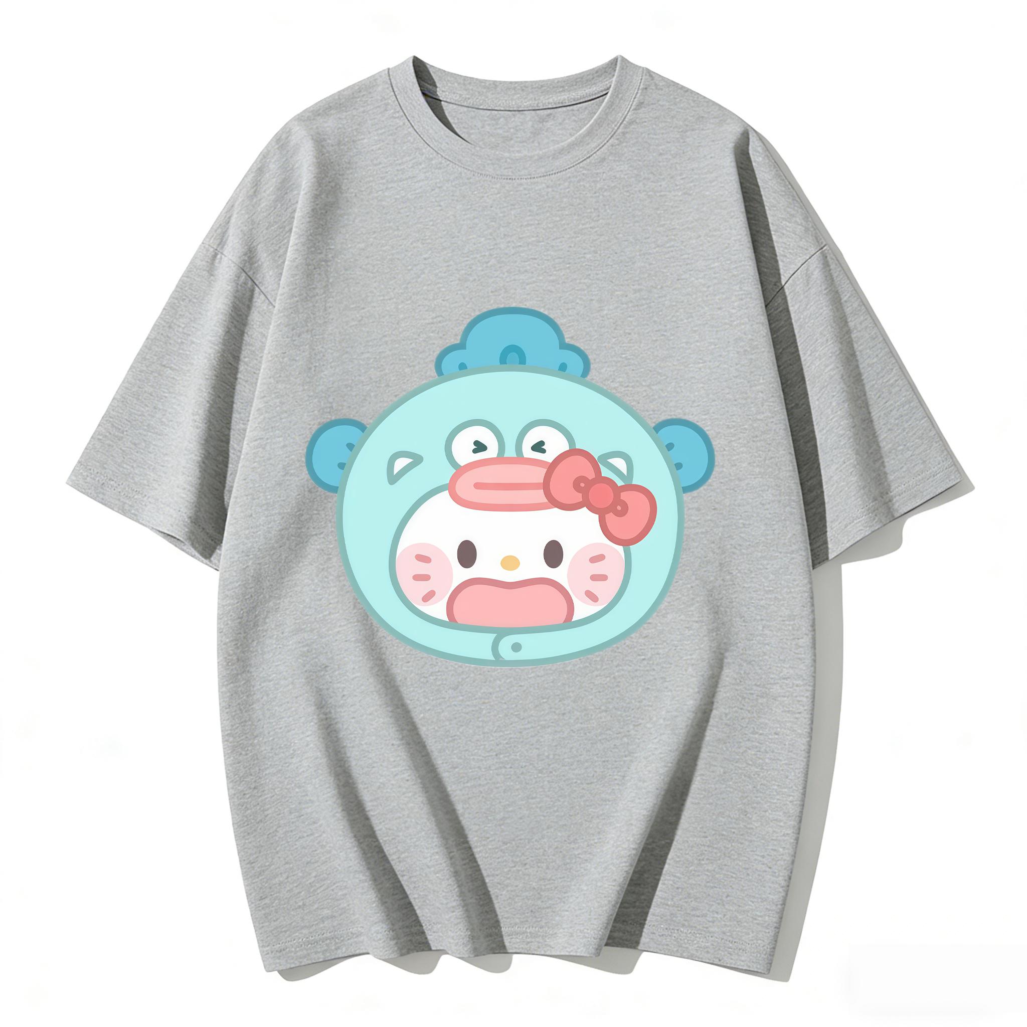 

2026 New Arrival Kawaii Hello Kitty Hangyodon Print Couple T Shirts Casual Loose Family Matching Outfits Parentchild Tees Tops S
