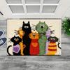 "Cat Family" Doormat – Colorful Cartoon Design with Multiple Cats, Non-Slip & Machine Washable for Entryway or Home Decor