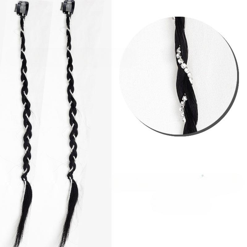 2 stücke Synthetische Perücke Zöpfe mit Clip Haar Zopf Haarverlängerungen Zubehör Ringe Dreadlocks Hip-Hop Haar Seil Lametta