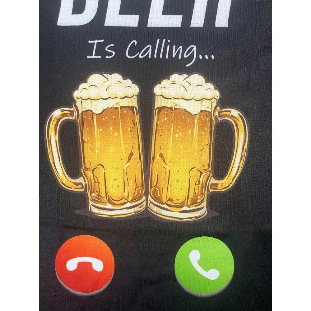 Rozmiary europejskie Idealna oddychająca męska zabawna koszulka z wzorem piwa - Okrągły dekolt, Krótki rękaw, Poliester Idealna na letnie imprezy i aktywności na świeżym powietrzu