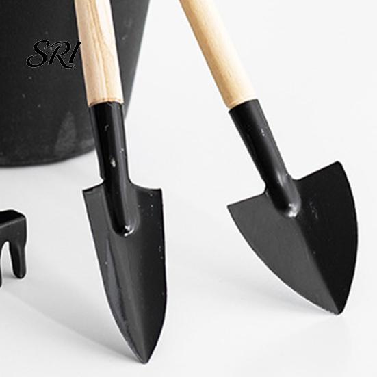 Non-slip Handle Gardening Tools 3Pcs/Set Small Wood Hand Shovel Rake Trowel Heavy Wooden Garden Duty Metal for Balcony Succulents Flower Pots Planting