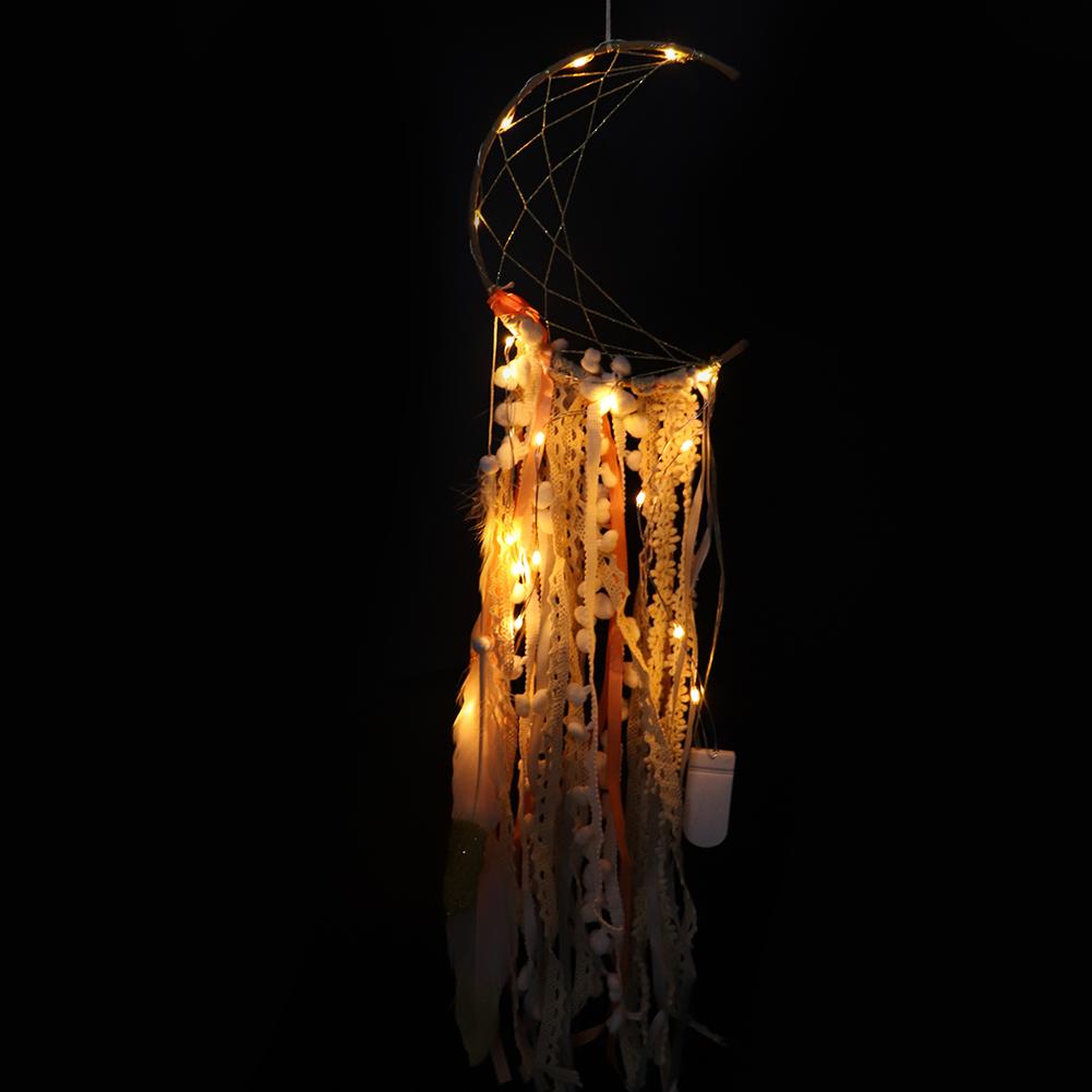 Unique Moon Decor Dream Catcher Night Light Bedroom Wall Hanging Ornament Girl Birthday Gift