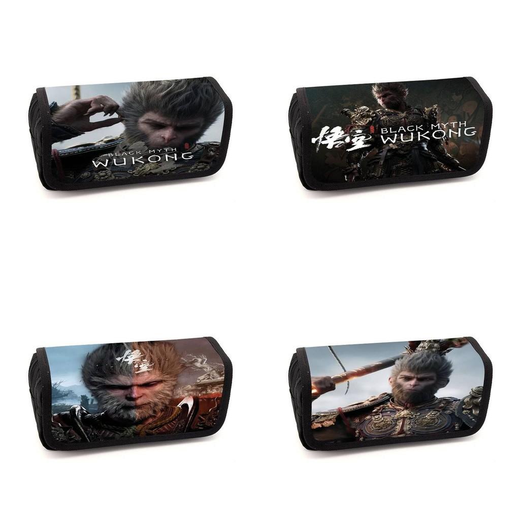 Spacious Black Myth Wu Kong Double Layer Student Storage Bag Oxford Material Design