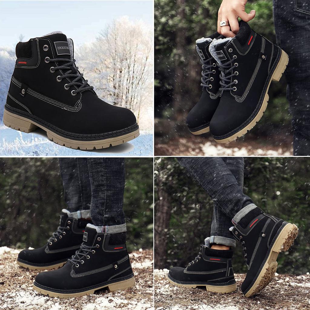 ZUSERIS Winter Trekking Snow Hiking Winter Cotton Size Boots, Shoes, Boots, Boots, Boots, Waterproof, Non-Slip, Shoes, Warm, Fleece-Lined, Black,