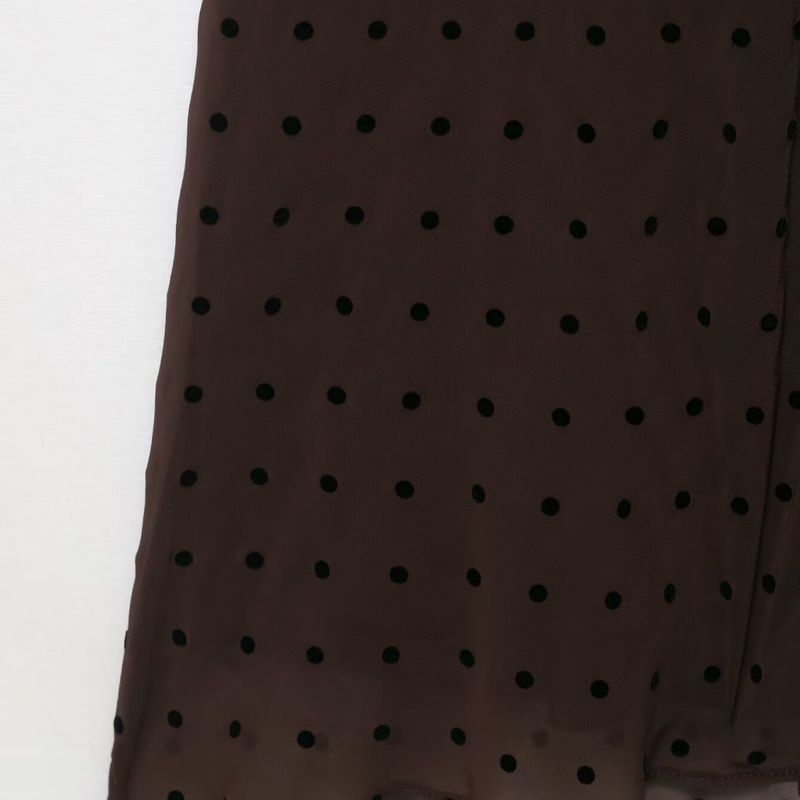 Kaslead New Women Clothes Western Style Simple Net Polka Dot Scarf Length Dress 3067232