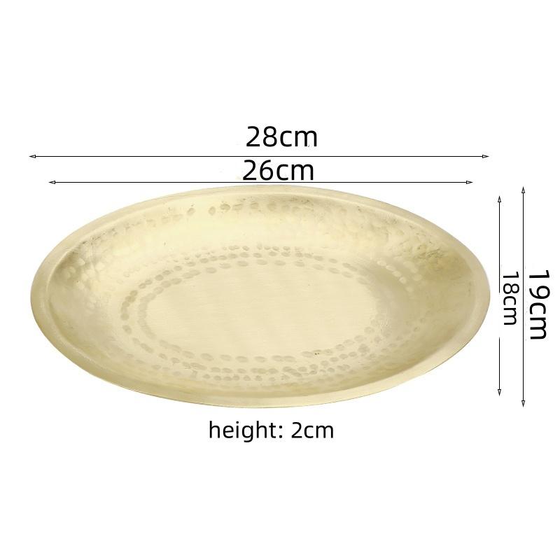 

Поднос для хранения из чистой меди, золотистый, металлический, овальный, обеденная тарелка, подставка для торта, кухонный, бытовой, тарелка для фруктов, салата, рыбы, поднос для стейка в западном стиле