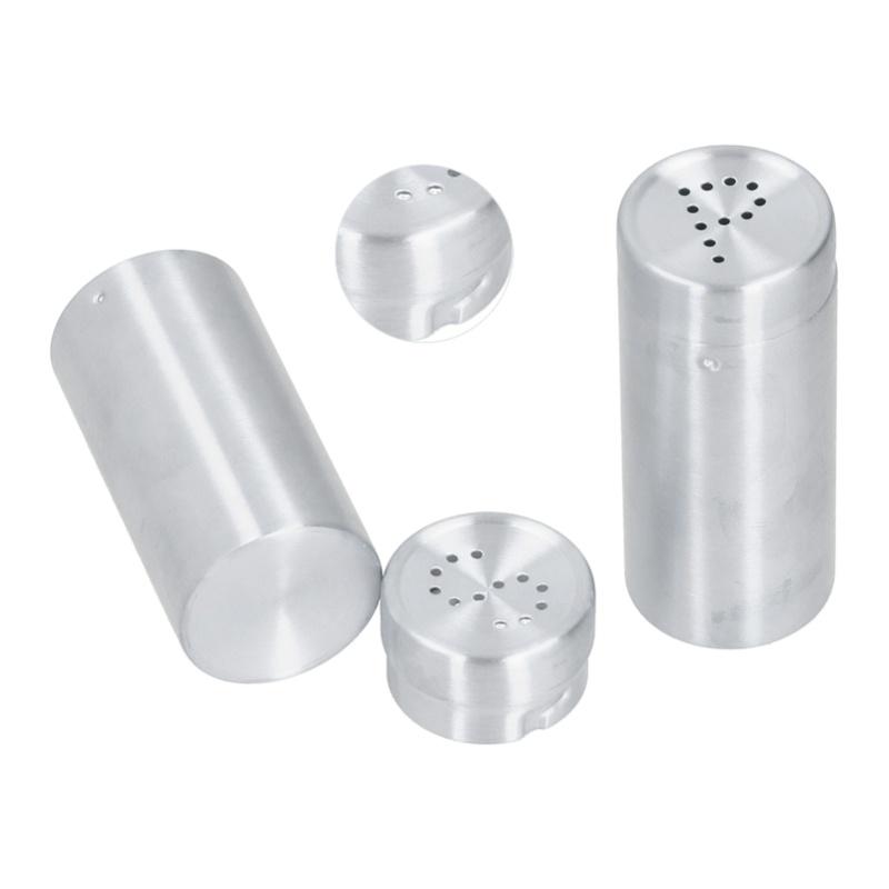 2pcs Spice Jar Stainless Steel Seasoning Bottle Salt And Pepper Shaker Kitchen ToolStainless Steel Color