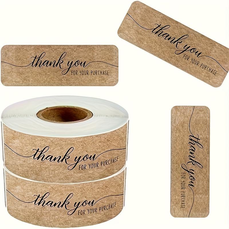 Brown Kraft Paper Thank You Stickers with English Thank You Labels - Bulk Packaging for Business, Receipts, Invoices & Customer Appreciation