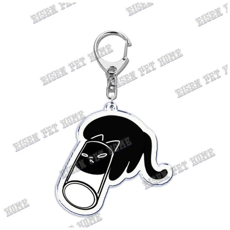 Cute Cartoon Cat Pet Keychain KeyRing Fashion Funny Black Cat Popular for Bag Pendant Llaveros Aaccessories Gift
