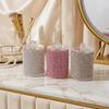 Luxury Diamond-Studded Cotton Swab Storage Box 3 Colors High-end Cotton Pad Storage Jar with Lids Toothpick Box Home Desktop