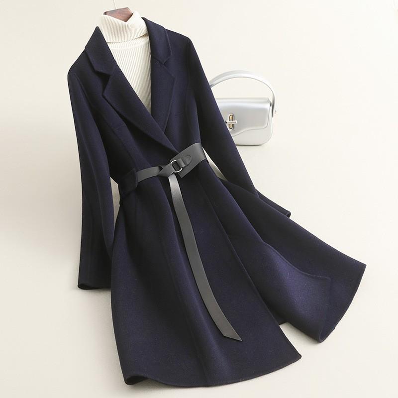 

Осеннее новое двустороннее шерстяное пальто с высокой линией плеча, ощущение высокого класса, маленькое однотонное шерстяное пальто, женское пальто XL (about 127-70kg recommended)