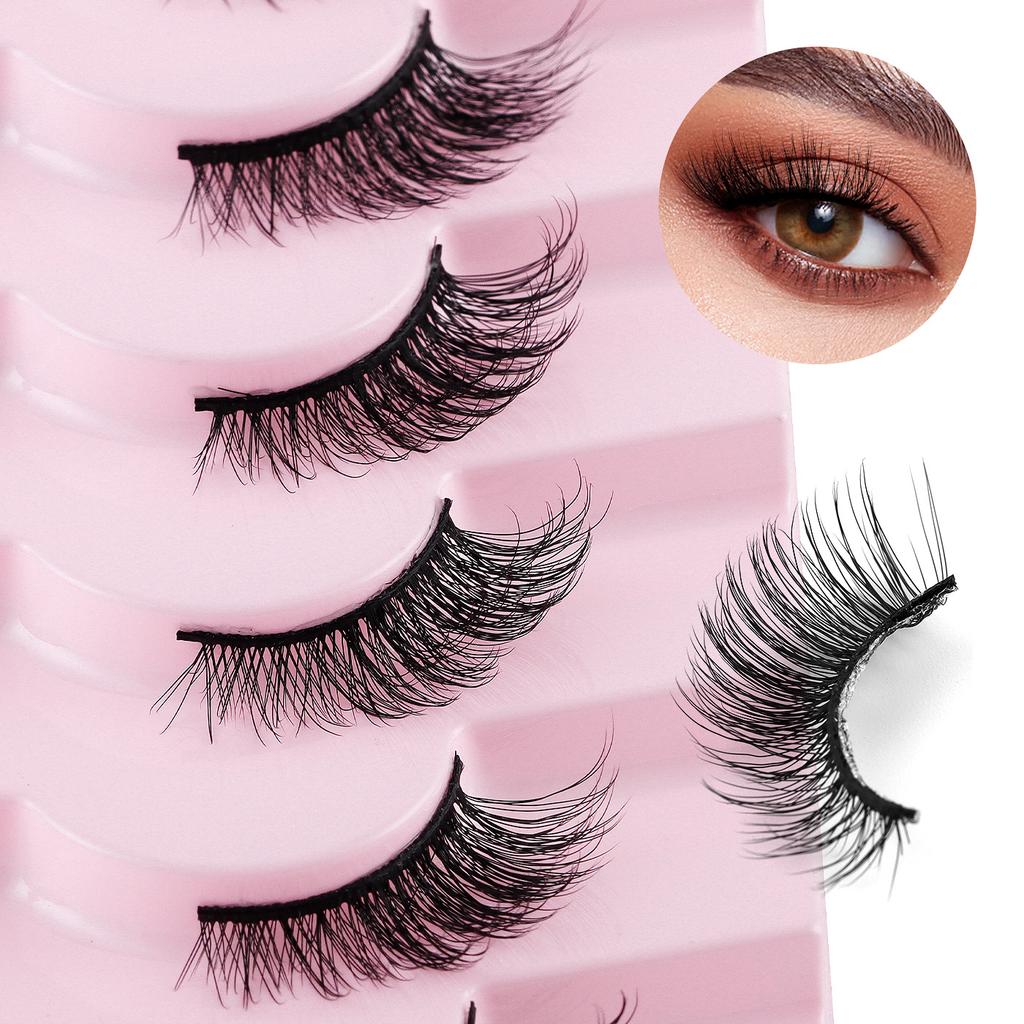 7 Pairs Of Half-Eye False Eyelashes, Dense Curled Eye Tail, Elongated Half-Eye False Eyelashes