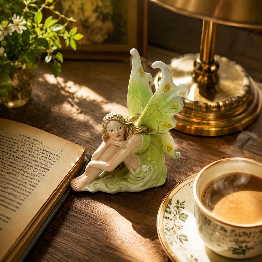 Fairy Figurine Garden Ornament Resin Fairy Statue Decorative Miniature Fairy Sculpture for Indoor Outdoor Home Garden Patio Decoration