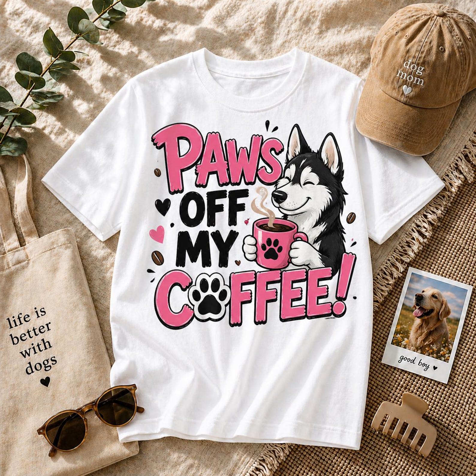 Husky Coffee T-Shirt, Funny Dog Lover Graphic Tee, Dog Mom Gift, Unisex Casual Shirt 3XL