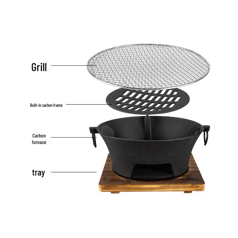 Cast Iron Charcoal Stove & Grill: Outdoor Tea Warmer, Camping BBQ, Hot Pot Fireplace