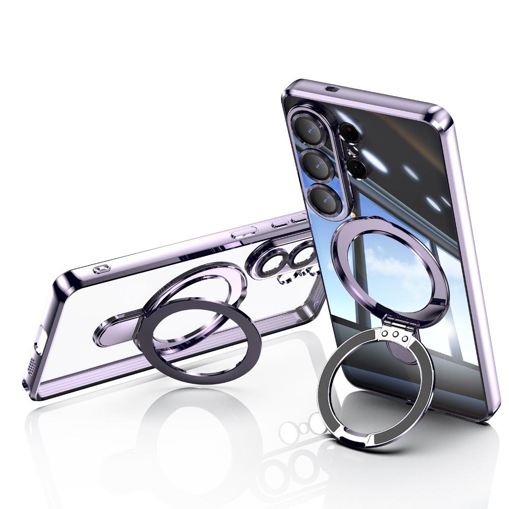 Transparent for Stand Plating Case for Samsung Galaxy S26 Ultra Magnetic Bracket Lens Film Cover for Samsung S26 Plus