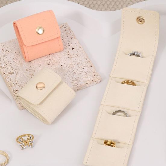 2 Stück Mini Reise Schmuckbeutel Faltbarer Schmuckbeutel mit Druckknopfverschluss Aufrollbarer Schmuckorganizer für Ringe